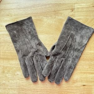 Vintage Aris Isotoner Thinsulate Suede Leather Gloves, Fleece Lined Brown, Large
